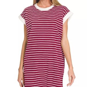 Contrast Trim Striped T-shirts Dress